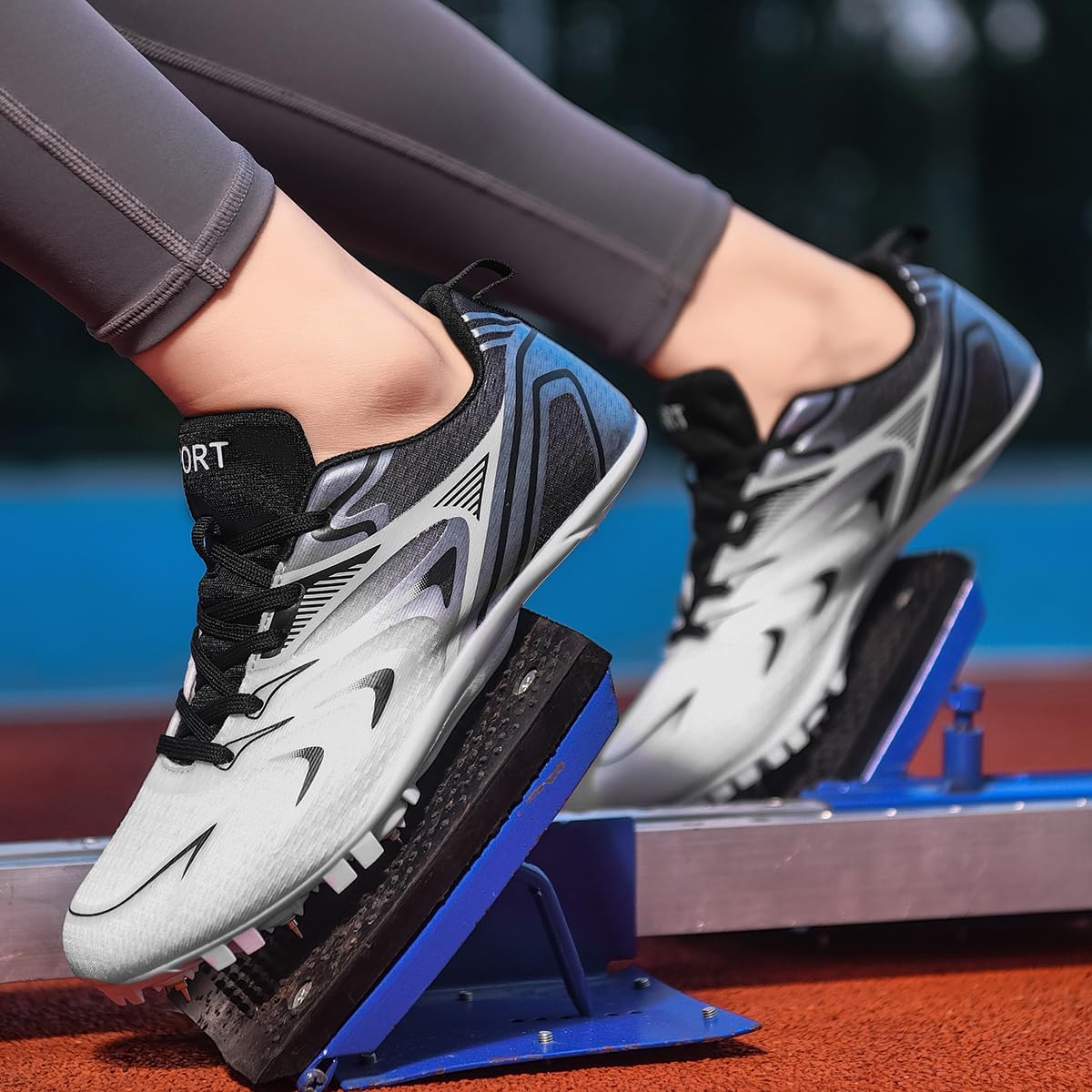 Men's Track Spikes Shoes Lightweight Professional Running Racing Jumping Sprint Shoe
