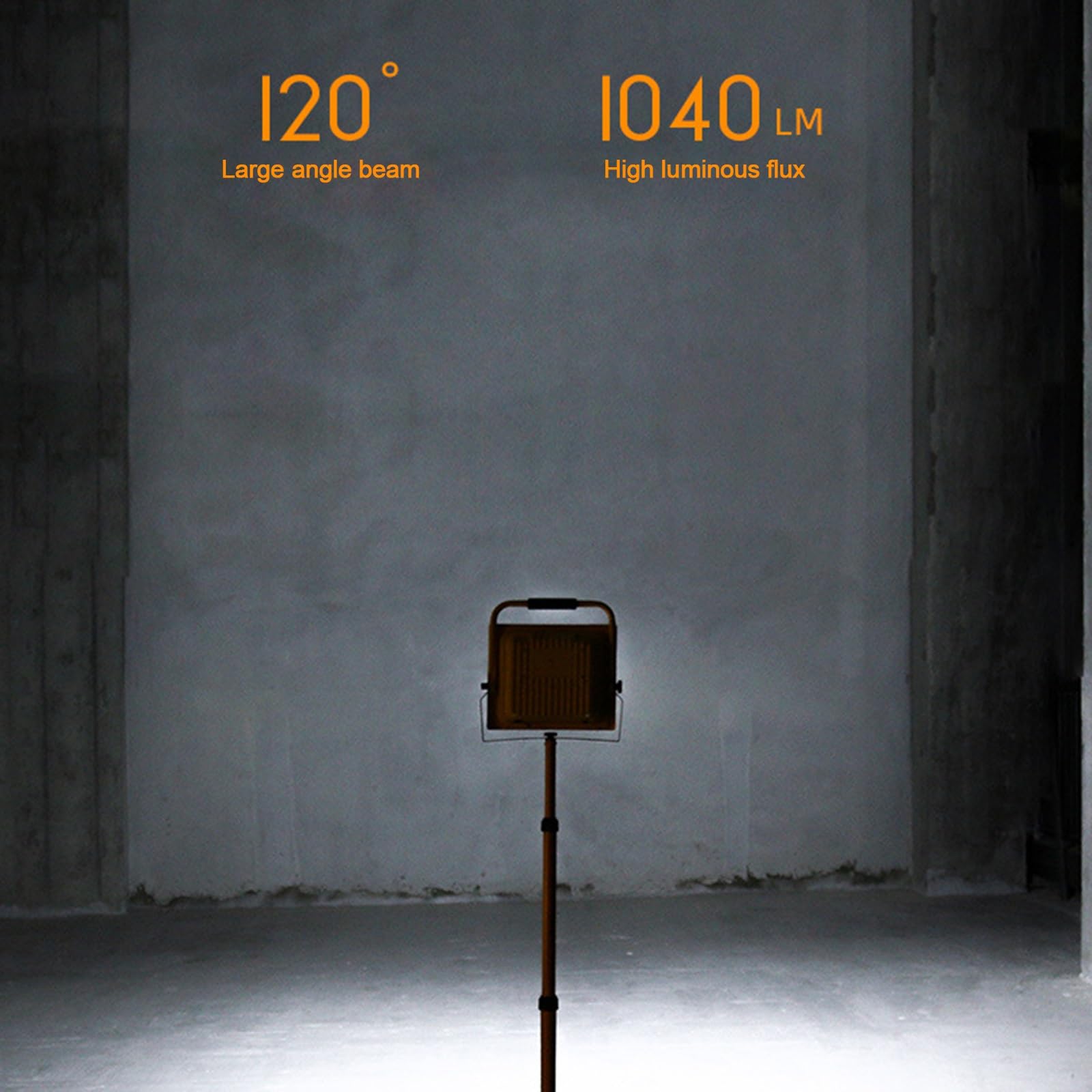 Lampe de Travail a LED 60W 1040LM 8000K IP54 Lumière D'inondation Étanche Interrupteur de Luminosité Réglable Lampe de Travail Portable pour Chantier avec Cordon D'alimentation et Télécommandes