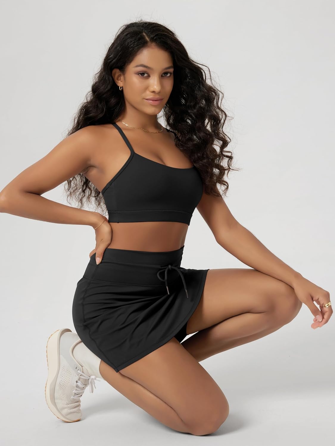 ODODOS Women's Drawstring Tie Daily Skirts Long 17" - Built-in Shorts Athletic Golf Tennis Skorts with Ball Pocket - Image 4