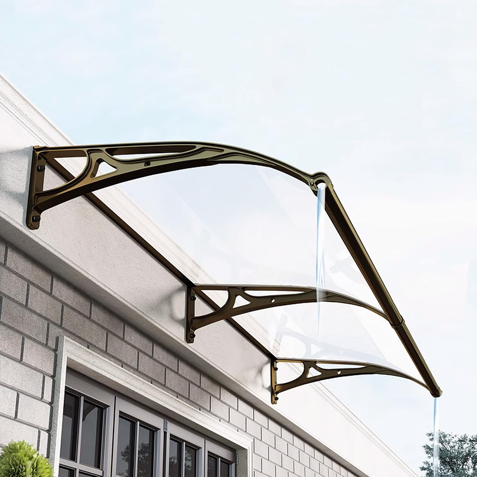 Kddfn Curved Door Canopy Awning,Window Awning,Door Canopy,Porch Awning Shelter,Roofing Canopies,Window Rain Shelter,Polycarbonate Cover,For Outdoor Garden Patio,Transparent (80X220cm/32 X87)