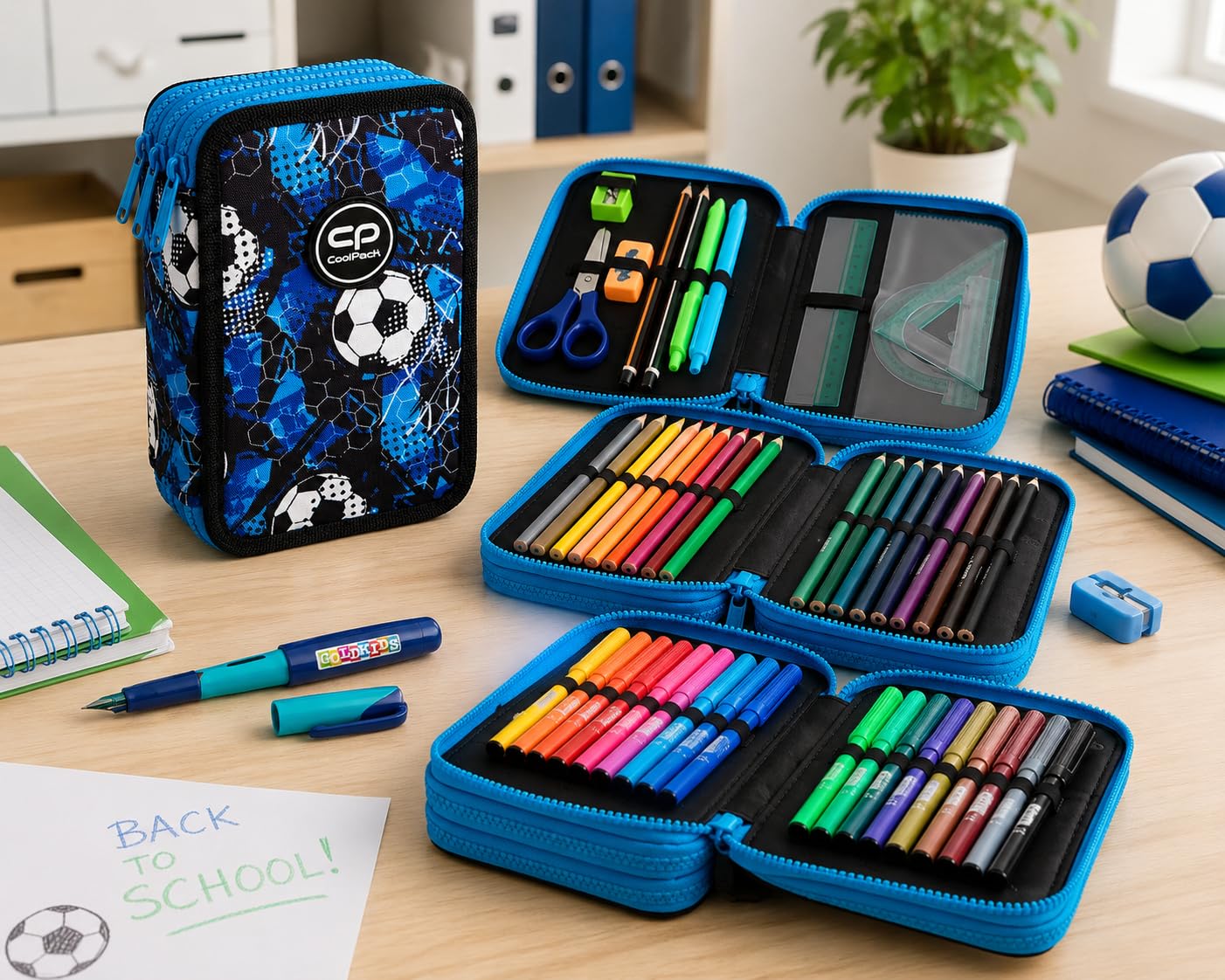 COOLPACK XXL Trousse à crayons 44 pièces 3 étages 20 x 13,5 x 7 cm Garçon Fille