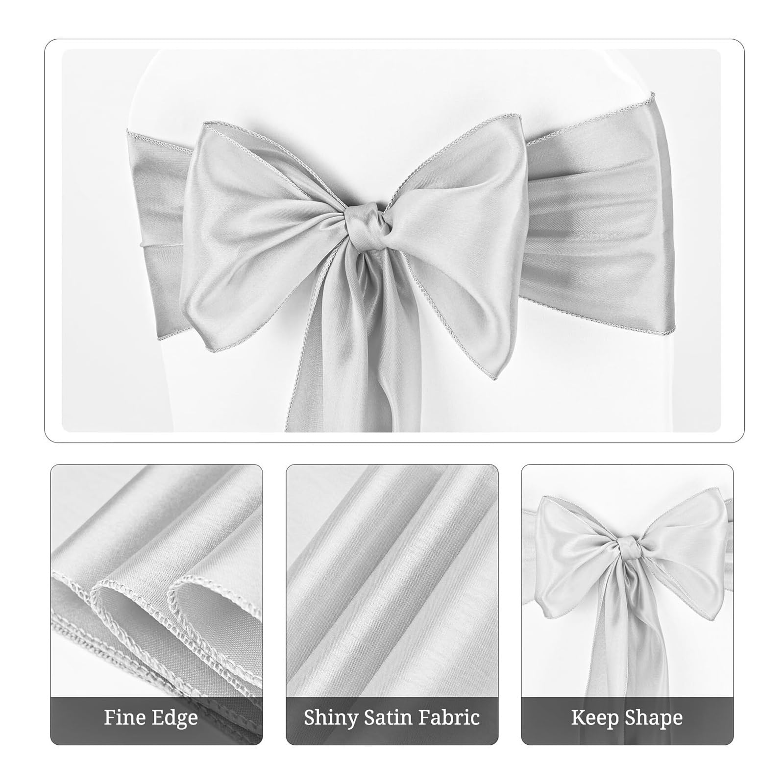 Stuhl Deko Hochzeit 16Pcs Satin Chair Sashes Ties, Bows Chair Cover Back Tie Supplies for Wedding Reception Events Banquets Party, Chairs Decoration(White)