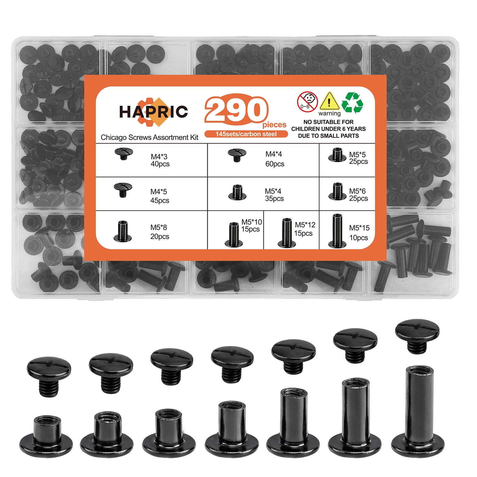 Hapric 290 Pcs Chicago Screws - Leather Crafting -1