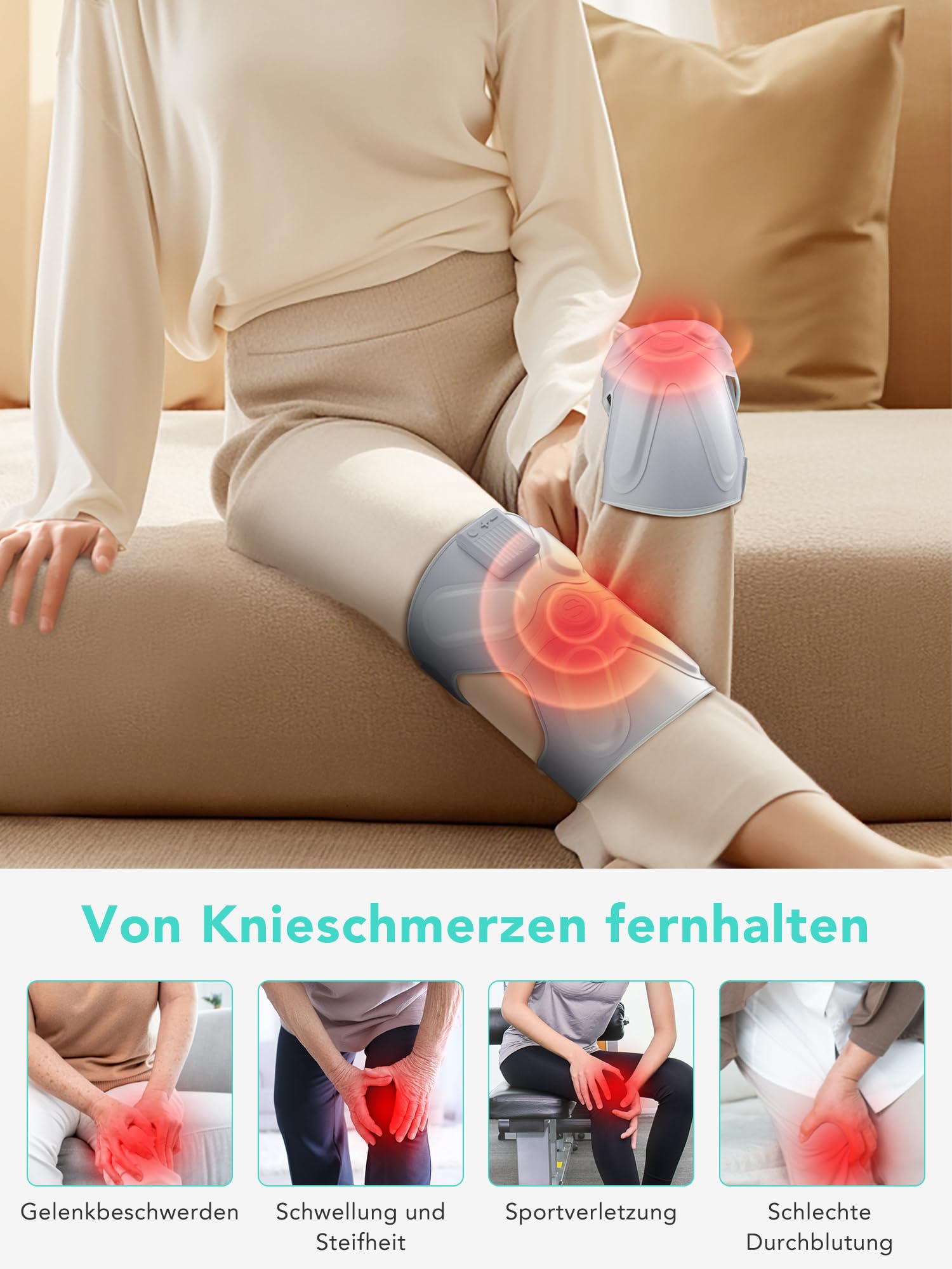 SKG Kniemassagegerät mit Wärme & Vibration, Tragbar, W3 Pro | Kniemassagegerät zur Gelenkschmerzlinderung, mit Knie-Protektoren, Geeignet für Männer und Frauen, Geschenkidee