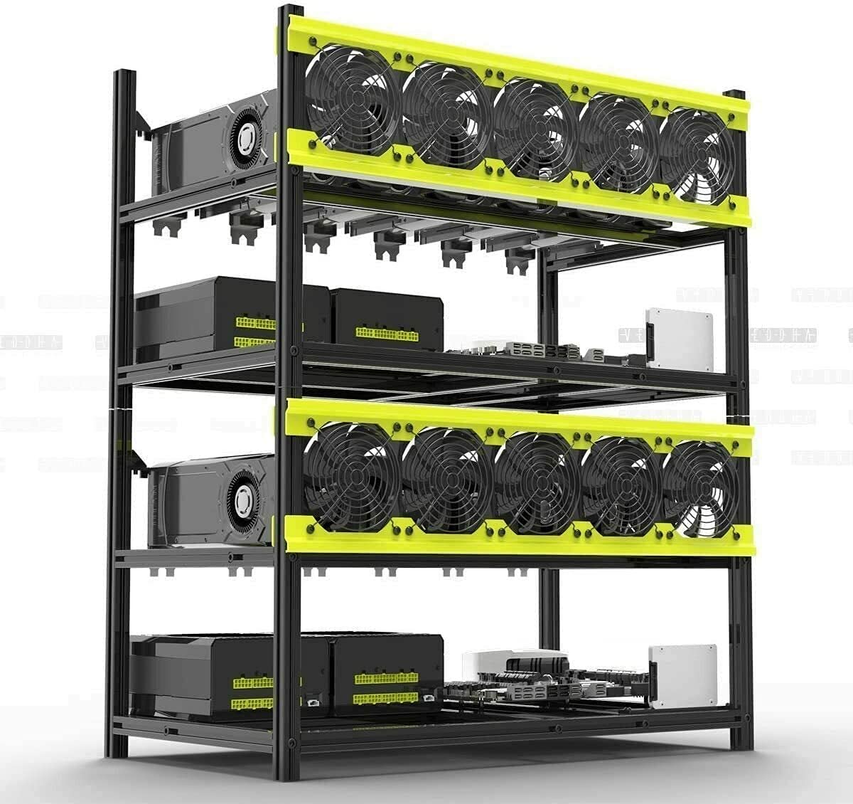 Amazon.com: HLL 6 GPU VEDDHA V3D Aluminum Stackable Open Air bitcon Ethereum  Miner Mining rig Rack Case Computer Tower ETH Miner Frame Rig,Black,V3D-6GPU  : Electronics