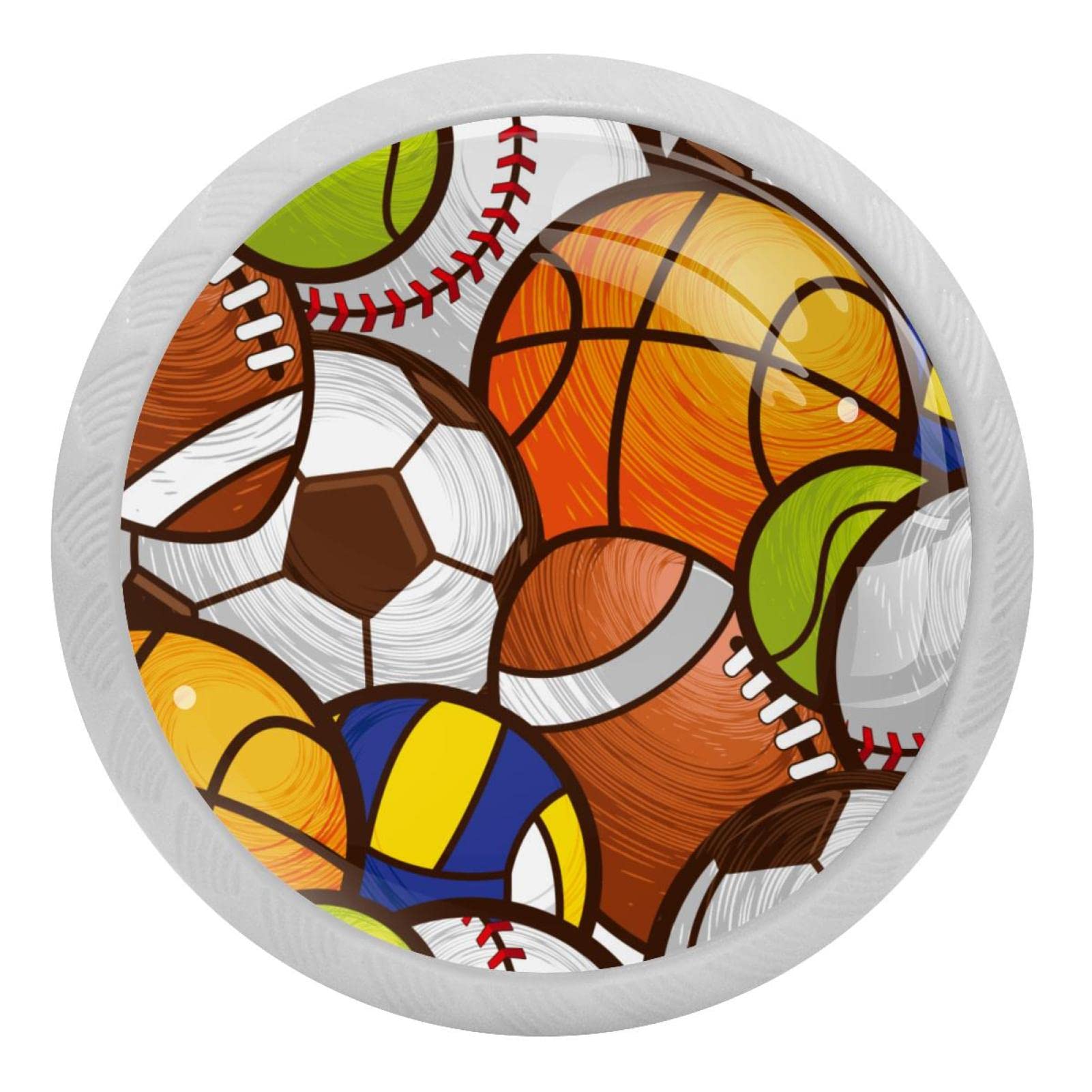 Boutons de meuble football fluorescents pour commode et tiroir d'enfant (Lot de 4)