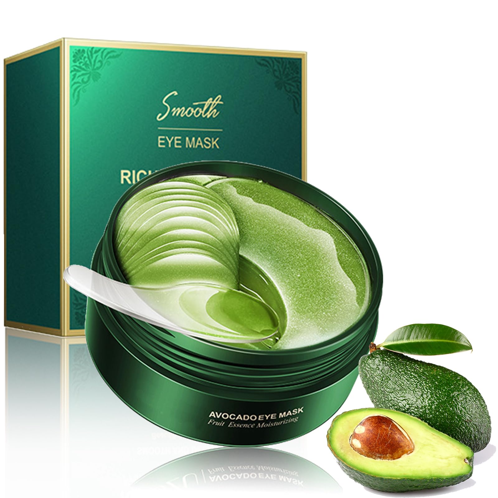 Under Eye Patches Masks,Natural Cooling Eye Masks For Puffy Eyes,Collagen Eye Patches Korean Skincare,Anti Wrinkle Patches&Eye Bags Remover,Dark Circles Under Eye Treatment Women 60pcs (Avocado)