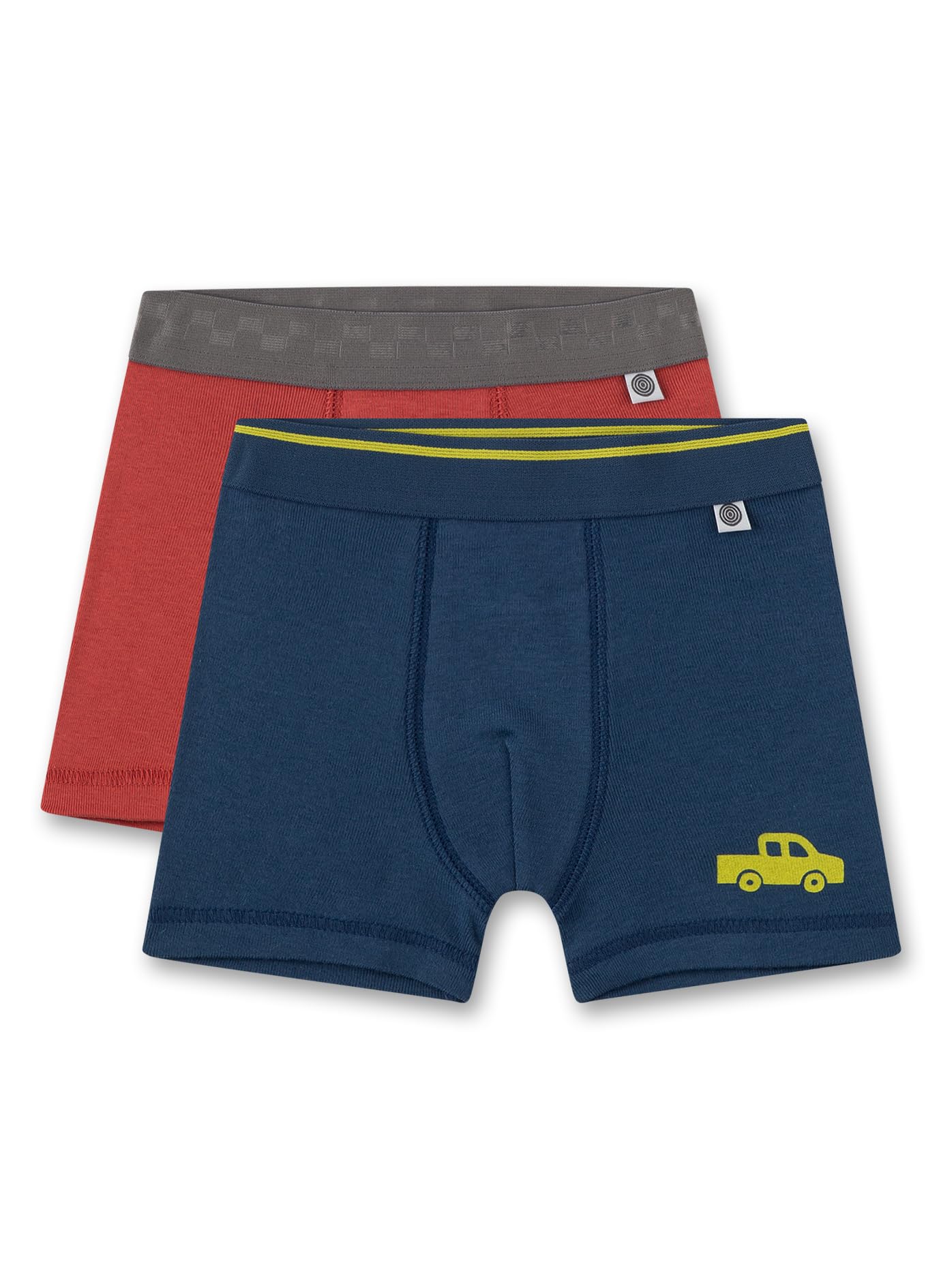 Sanetta Jungen-Hipshorts 2er Pack – Bio-Baumwolle, Bequem & Nachhaltig, Grau Mit Autos & Dunkelblau