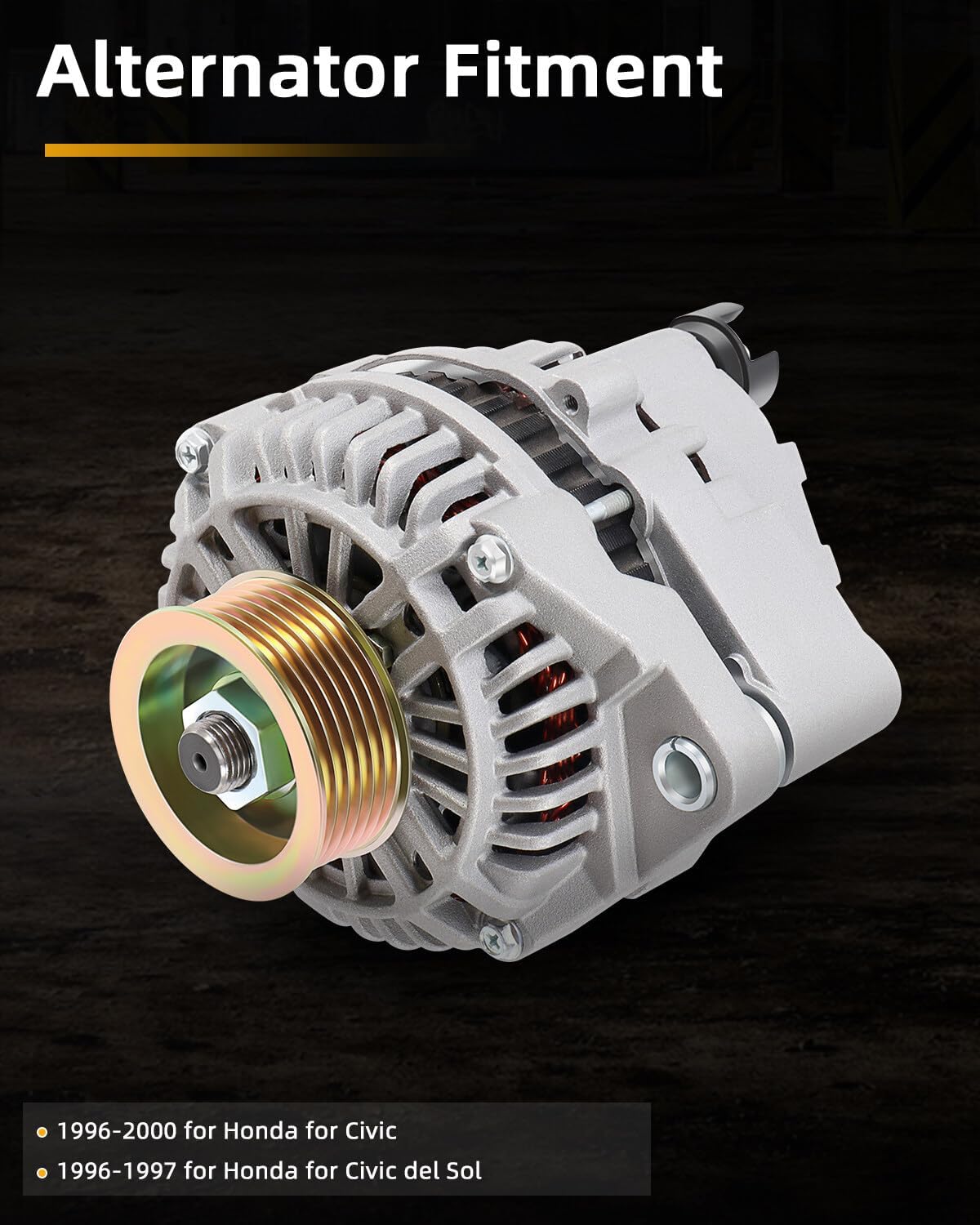 OCPTY Alternator Fit For Honda Civic 1996 1997 1998 1999 2000 For Honda Civic del Sol 1996 1997 1.6L l4,75 Amp Automotive Replacement Alternators Replaces 13649 AMT0091 A5TA0991
