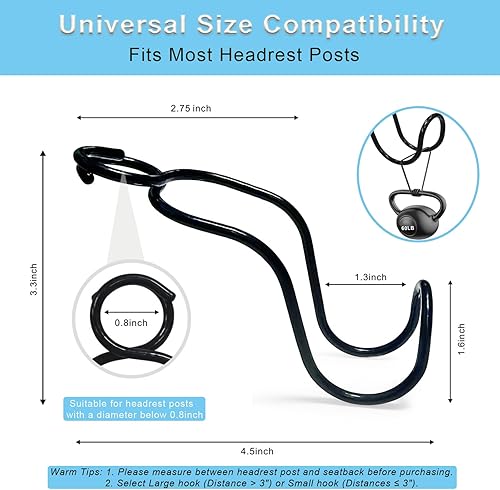 Miniatura 2 de Idefair Gancho de coche para bolsos y bolsas, paquete de 4 ganchos para reposacabezas para asiento trasero de almacenamiento para camión (4 x tamaño