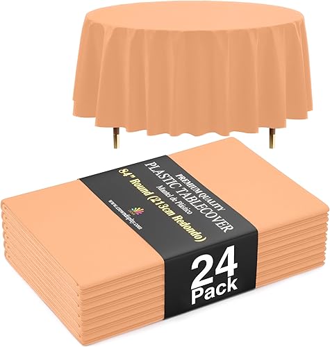 Miniatura 79 de Exquisite Mantel Redondo Premium Azul Claro 66% Más Grueso 0.5 Mil Paquete de 12 Manteles de Mesa de Plástico Desechables de 84 Pulgadas Mantel Azul