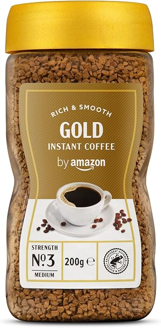 by Amazon Gold Instant Coffee, Medium Roast, 200g, Rainforest Alliance Certified