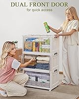 Vista 5 de OlarHike 76QT - Contenedores de almacenamiento apilables con tapas, caja de almacenamiento plegable con puertas y ruedas, contenedores de plástico