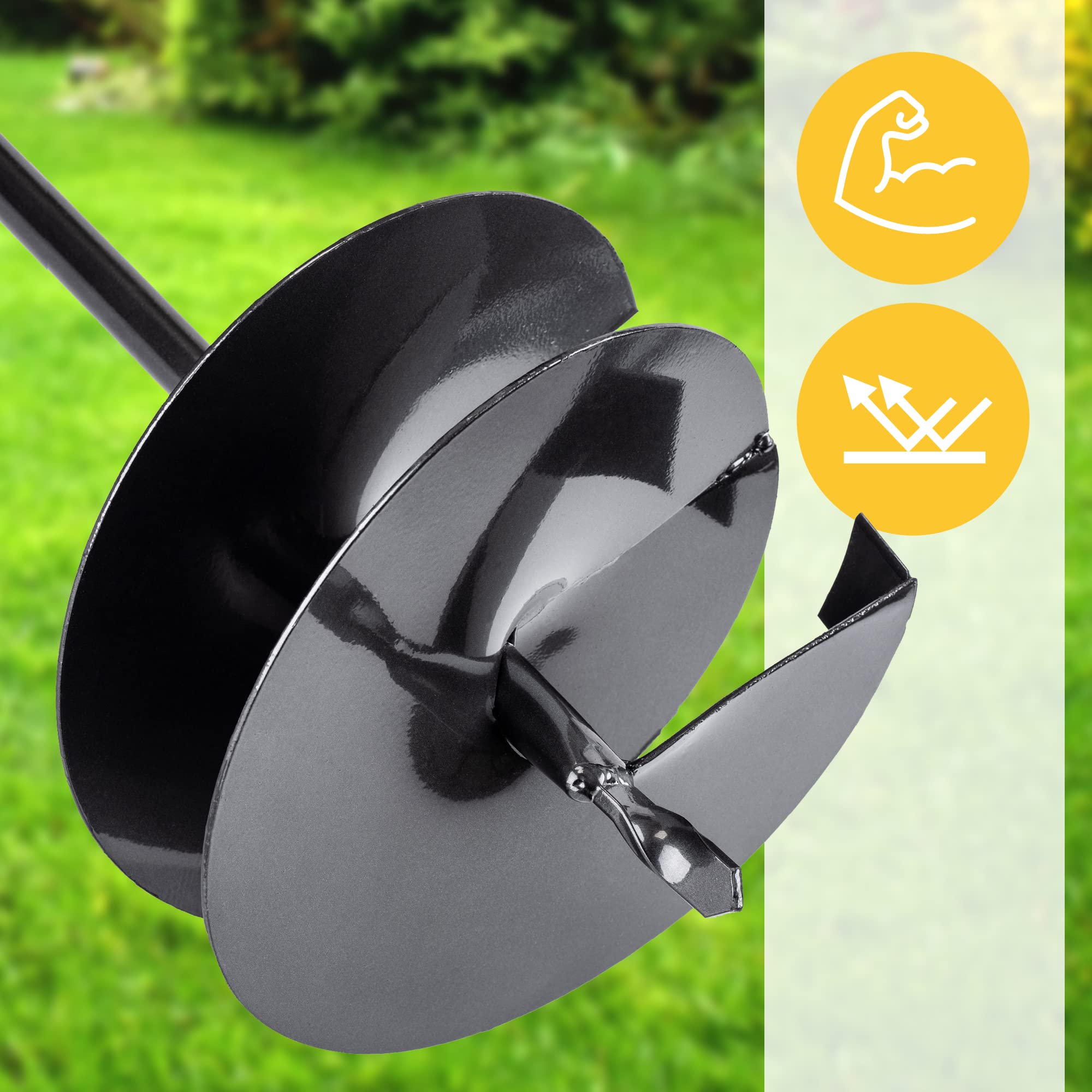 KADAX Trivella Manuale con Manico Antiscivolo per Installazione di Recinzioni e Pali, Trivella a Mano in Metallo per Trapano da Terreno (250 mm)