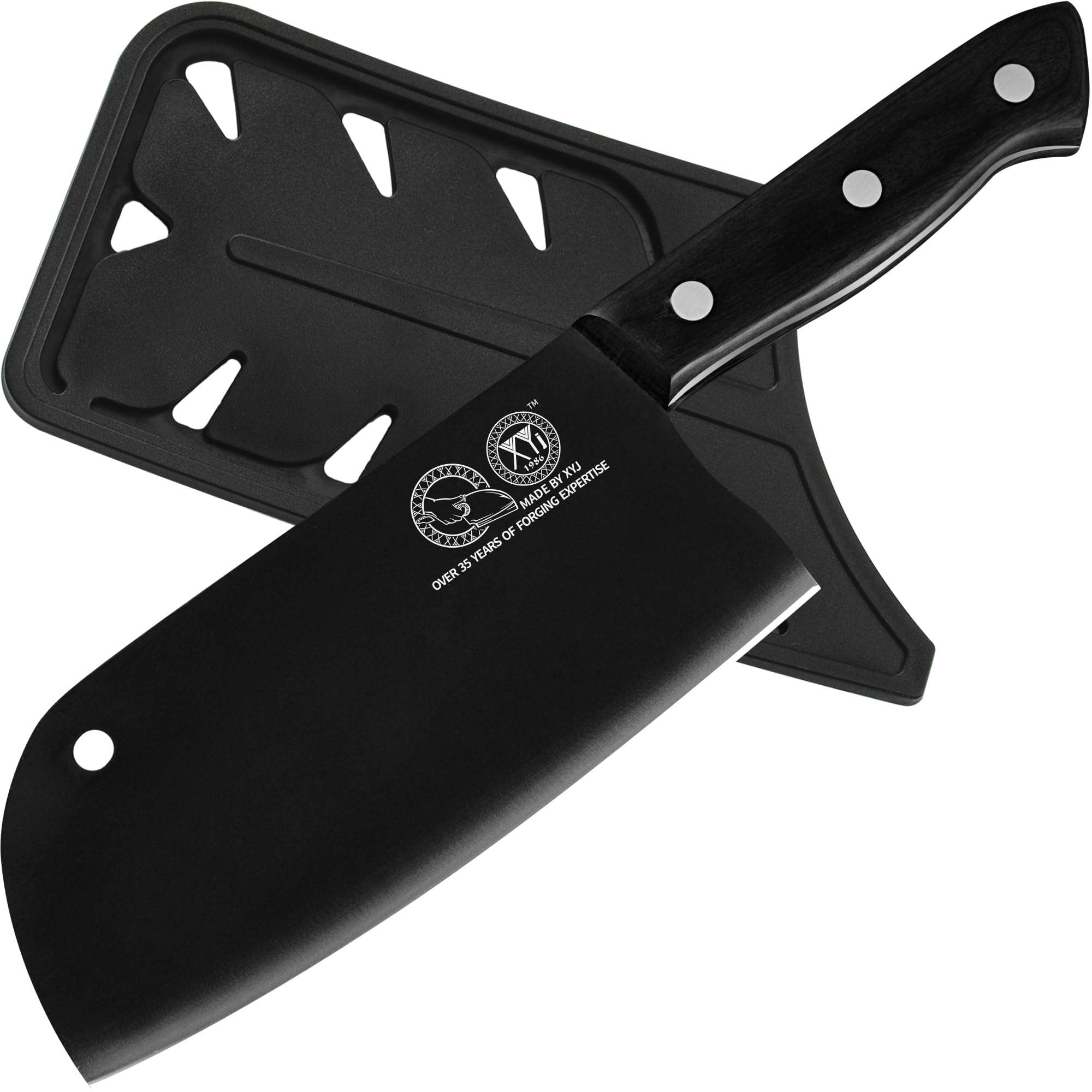 XYJ Full Tang Cuchillo Santoku de Acero Inoxidable Cuchillo de Chef serbio Nakiri de 7 Pulgadas con Protectores de Hoja