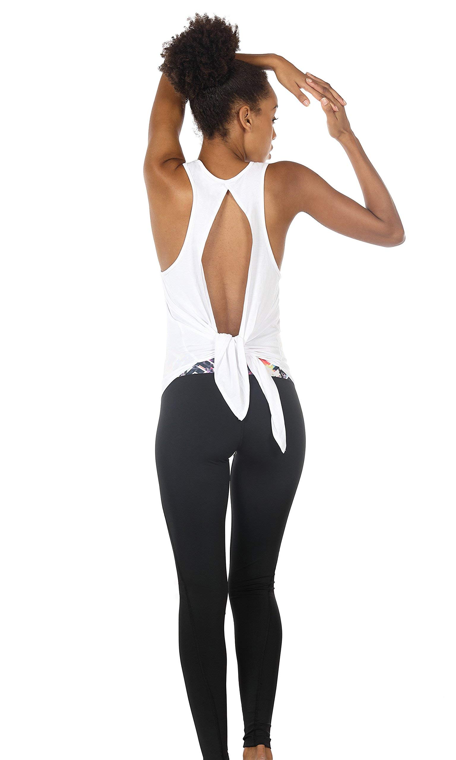 icyzone Camiseta Deportiva sin Mangas de Espalda Abierta para Mujer, Pack de 2