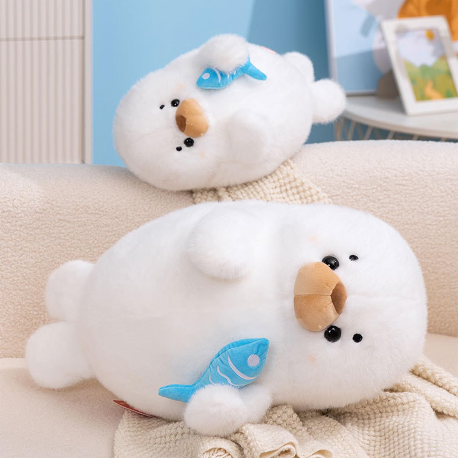 Robben Kuscheltier, 35/45/55cm Plüschtier, Stofftier Plüsch Puppe Plüschtiere, Geschenk für Jungen Mädchen (55CM)