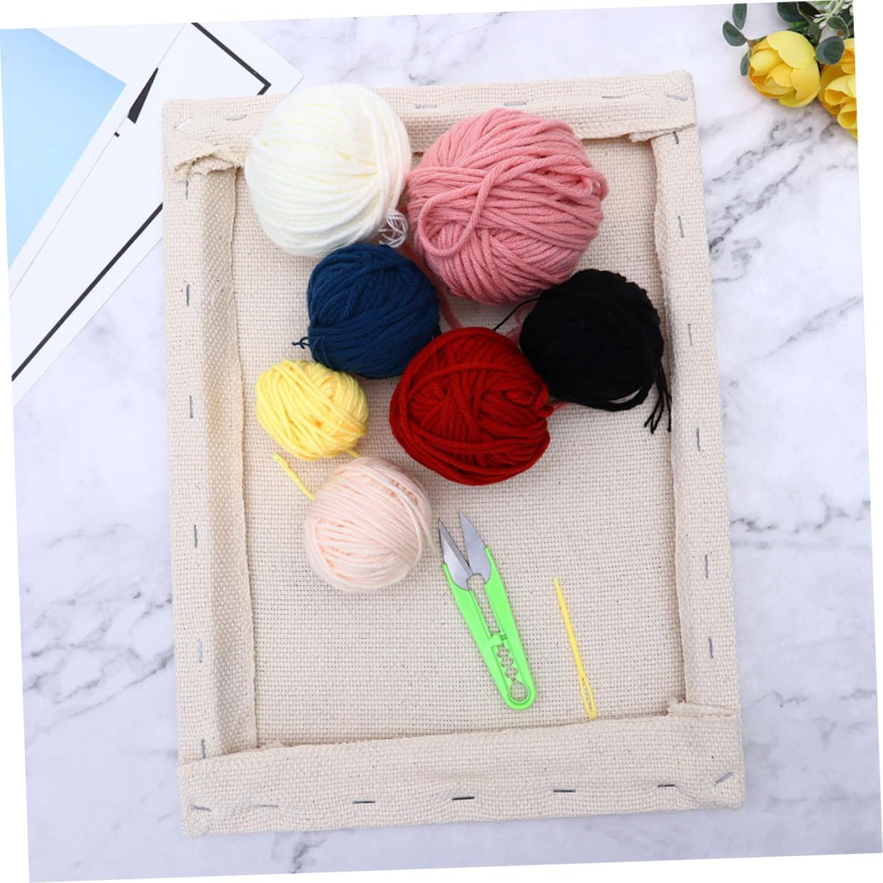 BELLIFFY Kit De Bordado Punch Para Set De Base Cuadrada Hilo Herramientas De Manualidades Para Crear Patrones Divertidos y Aprender Junto y Familia