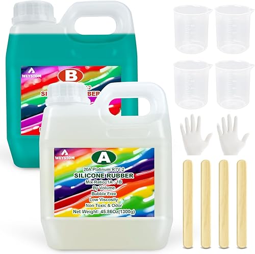WEYSTOM Kit de fabricación de moldes de silicona, goma de silicona líquida 20A 91.72 onzas5.7 lbs, silicona de curado rápido, silicona para hacer