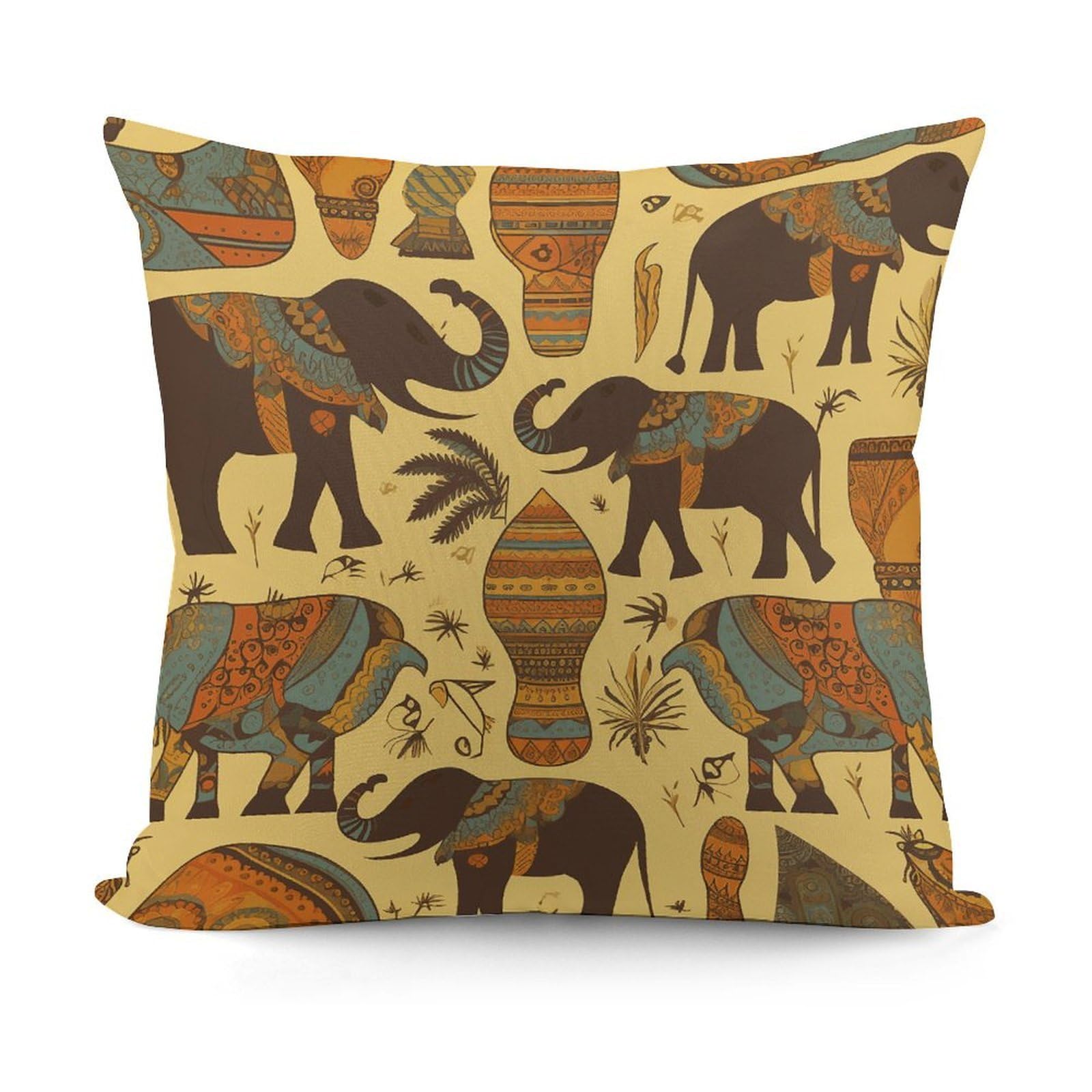 VstaDank Africa Elephant Throw Pillow Covers 18x18 Inch Soft Couch Home Decor Cushion Cover Comfortable Plush Square Cushion Case Farmhouse Decorative Pillowcase for Living Couch