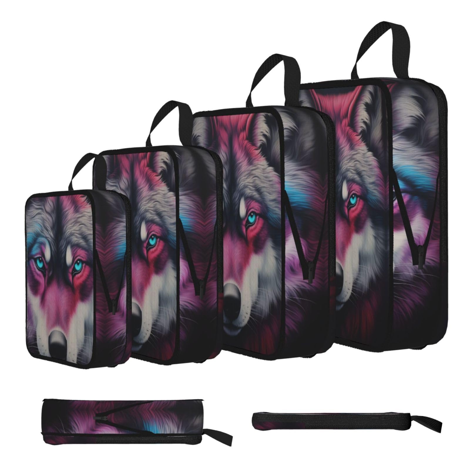 The wolf with blue eyes Compression Packing Cubes 4 Piece Set