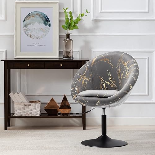 Miniatura 7 de DUHOME Silla decorativa moderna, silla giratoria de tocador, silla de maquillaje con tela bronceadora, silla de salón de altura ajustable, silla de