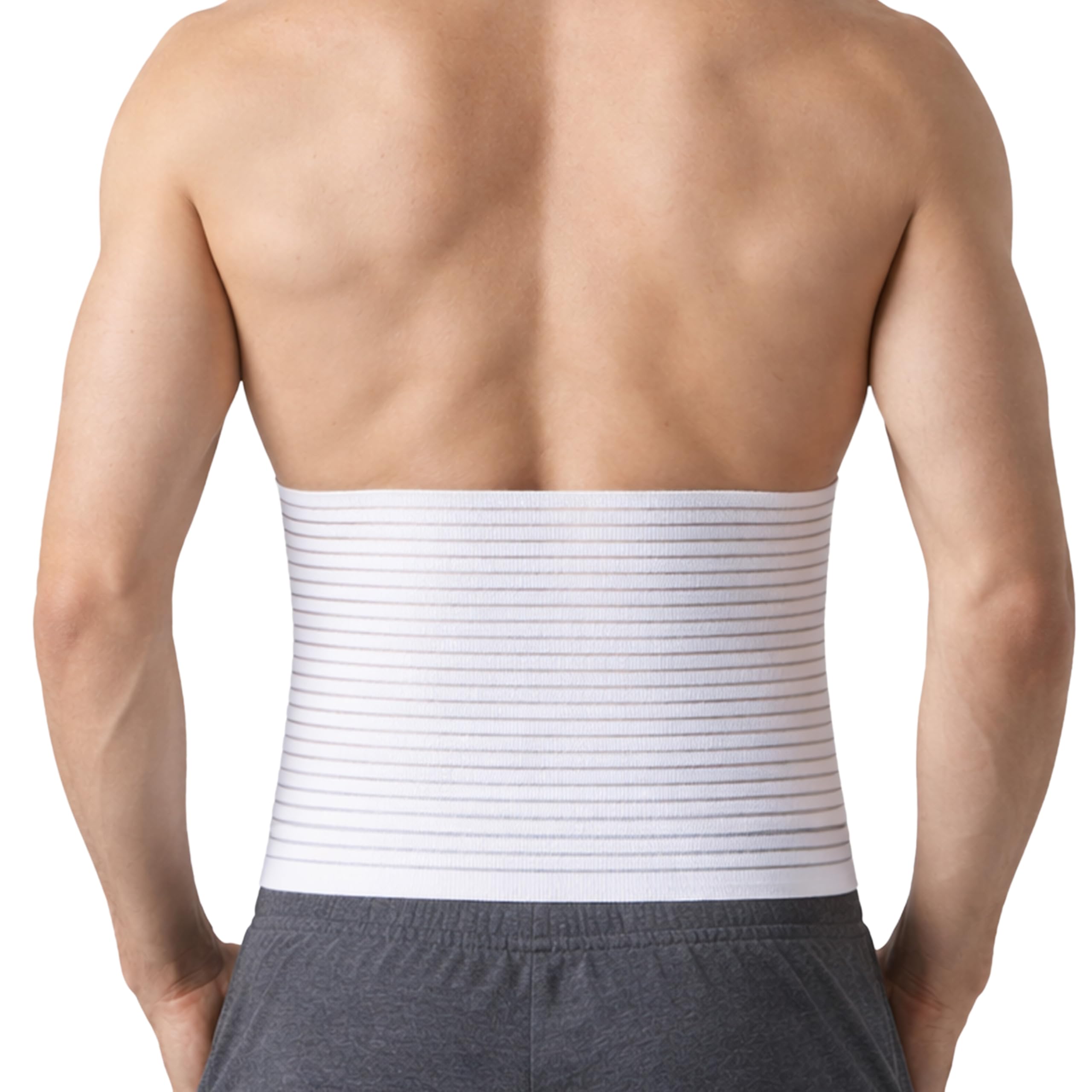 Beman 5064 - Pancera Millerighe Uomo Donna Fascia Addominale Contenitiva Post Operatoria Post Parto Elasticizzata A Strappo Altezza 20cm (XL, Bianco)
