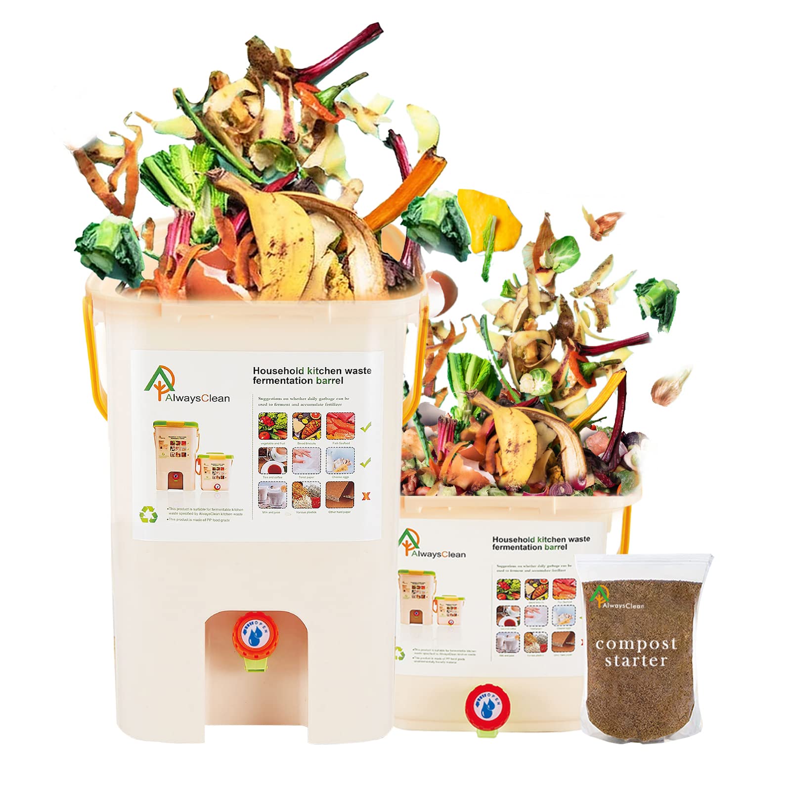 Buy Alwaysclean Compost Bin Kit, Two Kitchen Indoor Compost Buckets