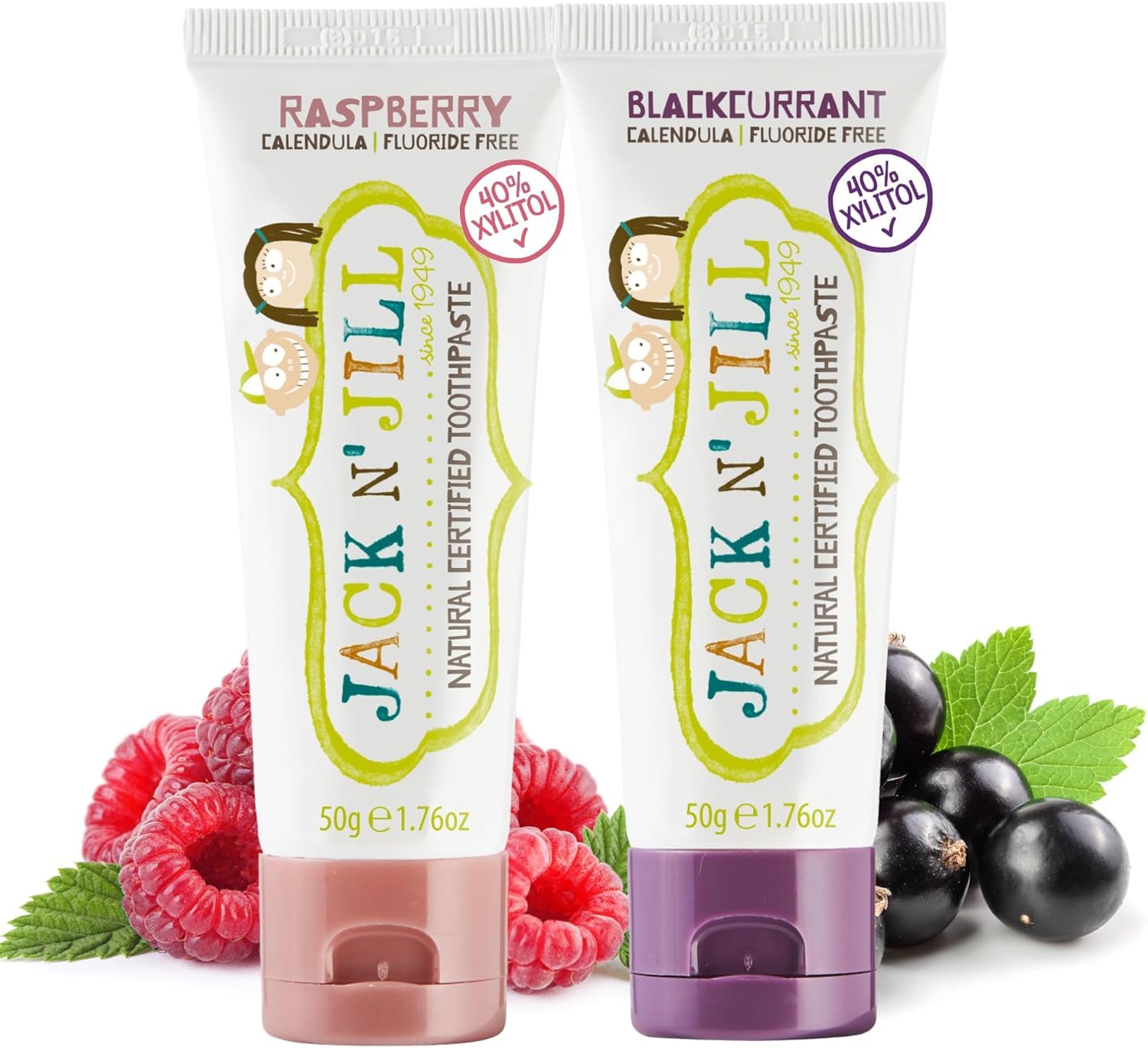 Jack N Jill Natural Toothpaste, Raspberry &amp; Blackcurrant, 1.76 oz (2 Pack)