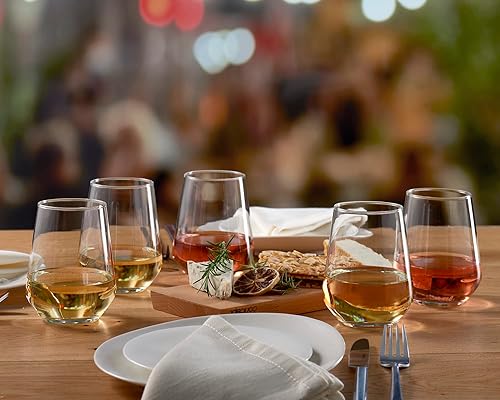 Miniatura 6 de Pasabahce Juego de copas de vino prémium de 6 a 14.4 onzas, sin tallo, juego exclusivo de vasos de vino para copas de vino tinto o blanco, juego de