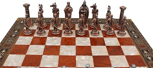 Miniatura 6 de Rosetree - Tablero de ajedrez con cajones medievales británicos, juego de ajedrez hecho a mano, tablero de ajedrez con diseño de perlas de 15