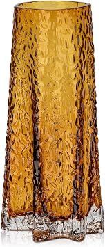 Thickened Amber Glass Flower Vases for Centerpiece H9" D4" Glass Vases for Flowers Table Desk Decor Stability Star Shape for Wedding Housewarming Gift
