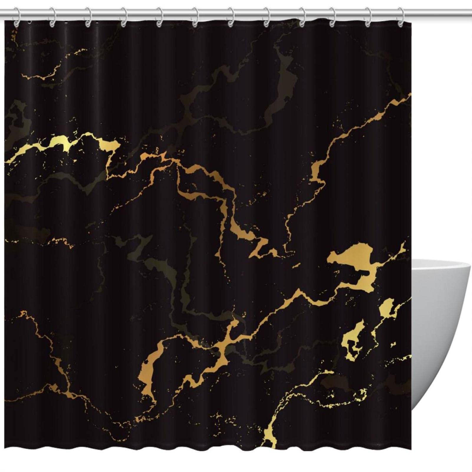 Rideau de douche haut de gamme noir en tissu tisse lourd 183x183