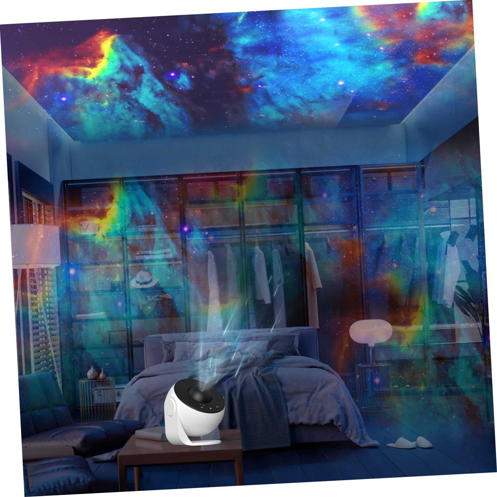Projecteur D'étoiles Veilleuse de Nuit Blanc Abs PC avec 12 Films