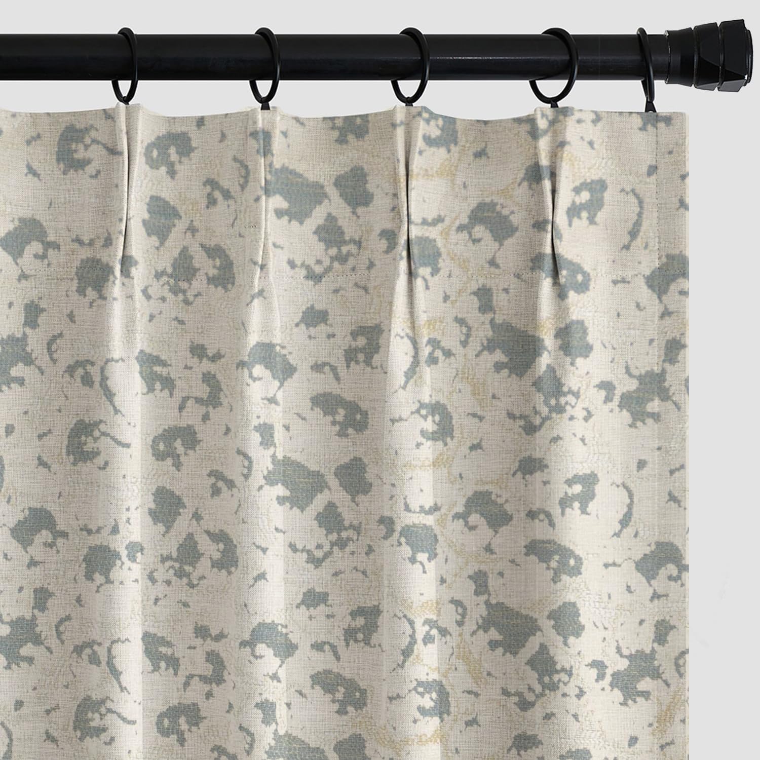 Villey Drapes Pinch Pleated Cream with Blue Textured Customized Curtains for Living Room, Bedroom, Home Office Pack of 2 Panel, Hooks, Tiebacks (Custom)-image-8