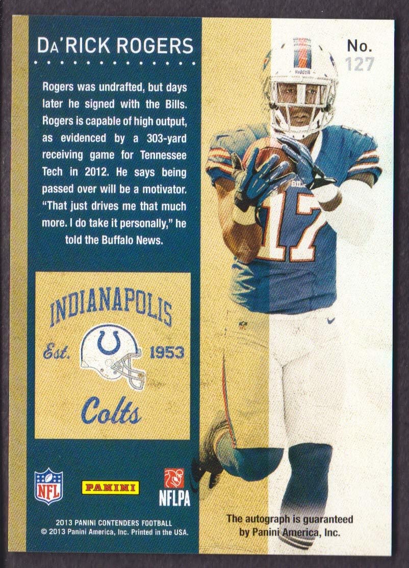 2013 Panini Contenders Football Playoff Ticket #127B Da'Rick Rogers 42/99 AUTO
