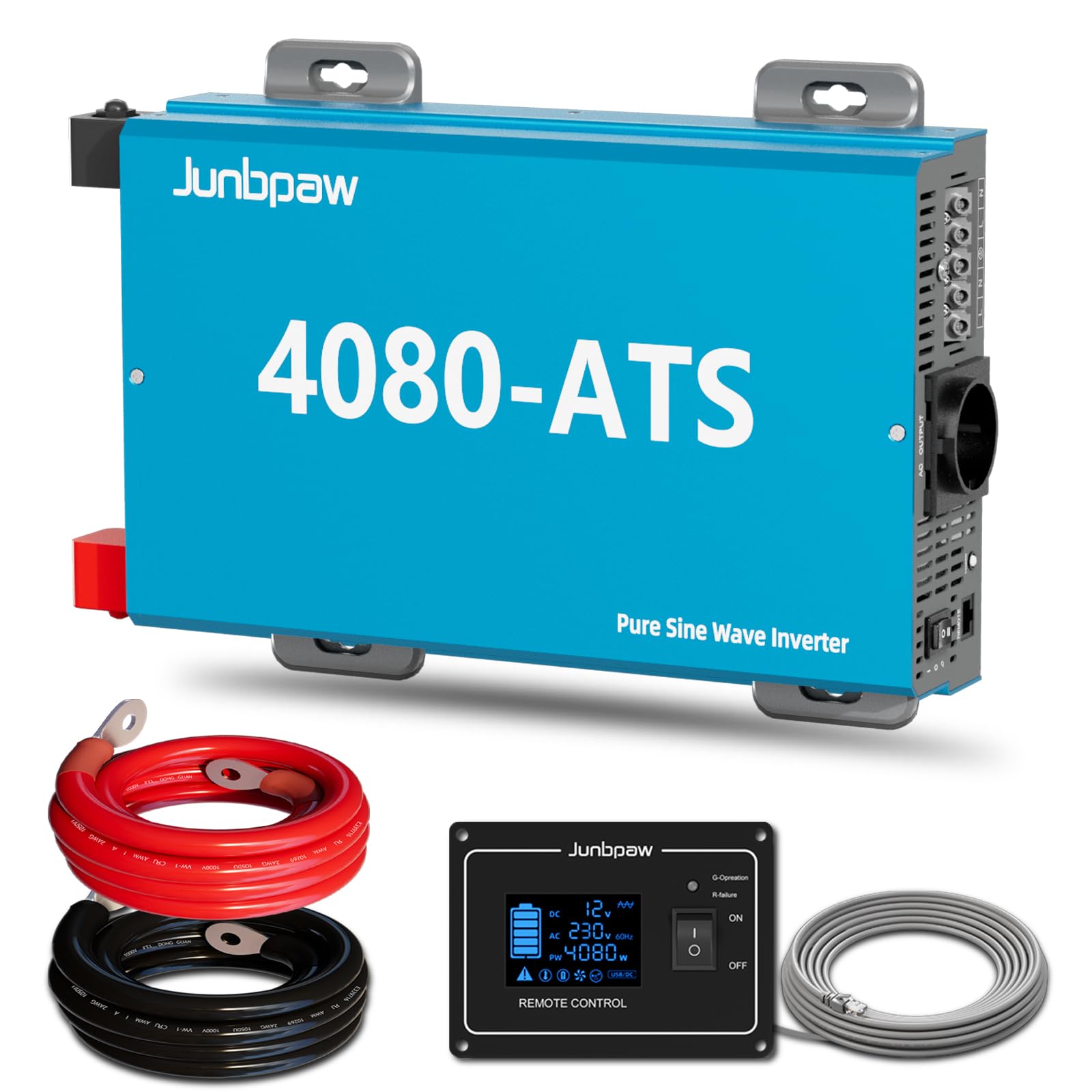 4080VA / 7000W Spitzenleistung Reiner-Sinus-Wechselrichter 12V auf 230V AC | Integrierter ATS & Vorladung | Geringe Eigenaufnahme 10W | für Heimnetzersatz, Wohnmobil, netzunabhängige Systeme