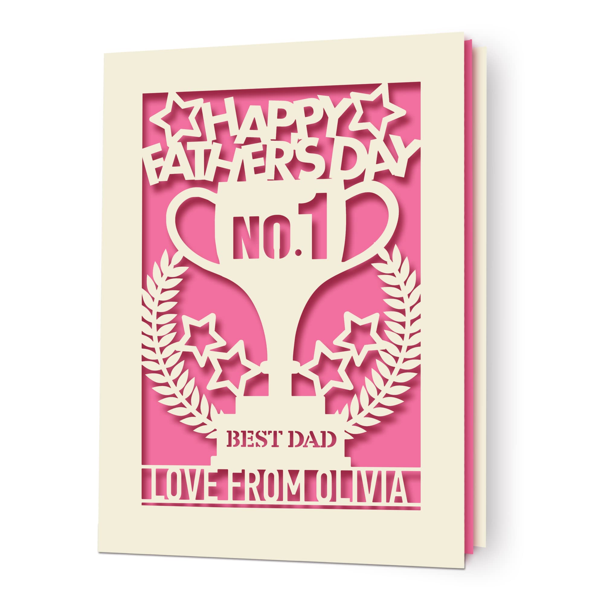 Personalised Father's Day Card for Dad Fathers Day Custom Gift for Daddy Father Papa Poppa Man Men Grandpa Grandfather Greeting Card for Him with Envelope and Any Text(Fuchsic)