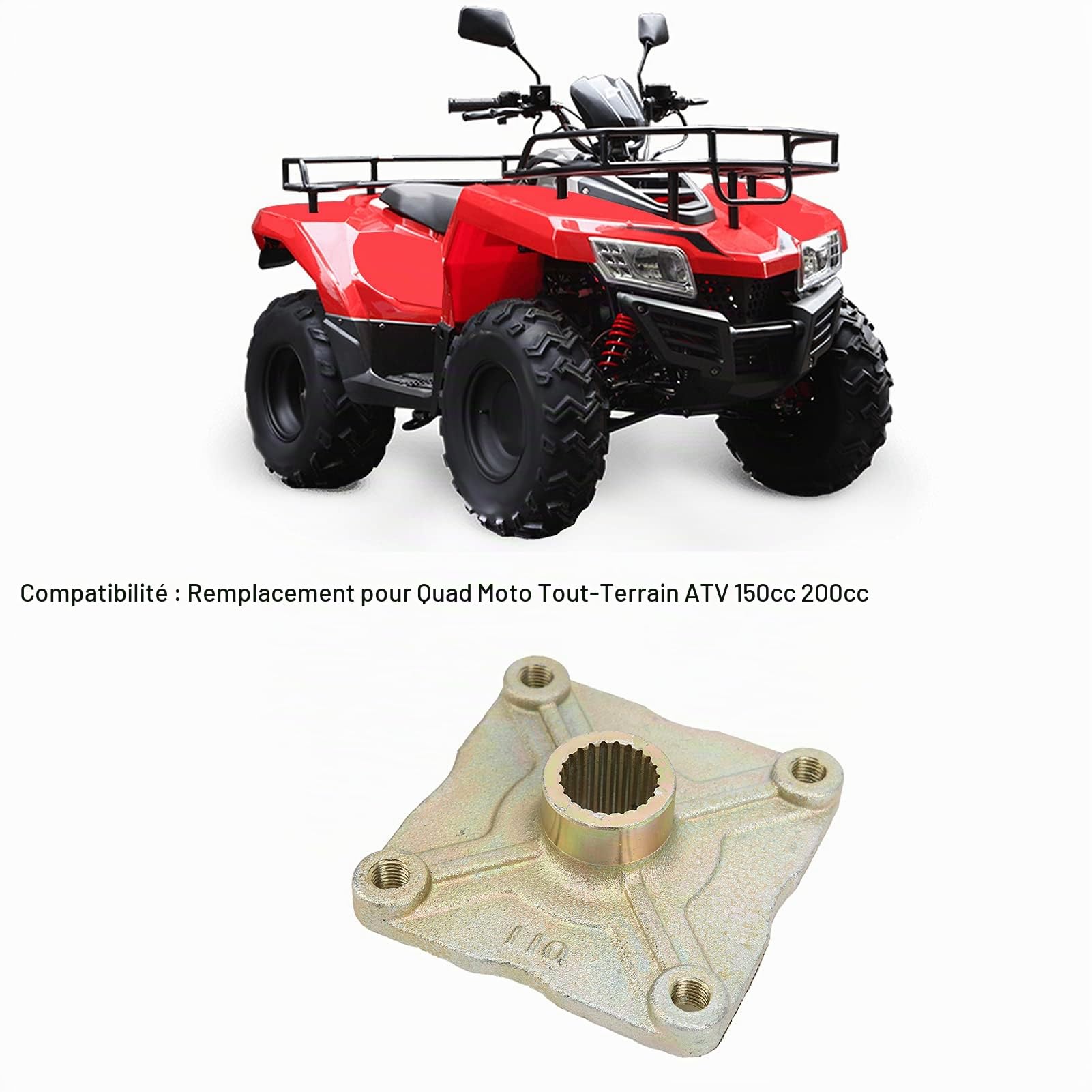 Plaque De Moyeu De Roue De Montage De Moyeu D'essieu Arrière De Roue De Moto 4 Trous De Goujon Remplacement De 23 Dents pour 150cc 200cc Quad Dirt Bike ATV