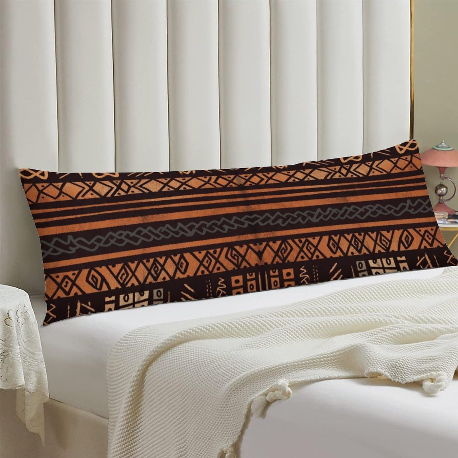Body Pillow Cover 20x54 Long Pillow Case with Invisible Zipper Breathable Microfiber African Mud Cloth Tribal Pillowcase Soft Cozy Protector for Bedroom Couch Sofa Bed Home Decor All Seasons