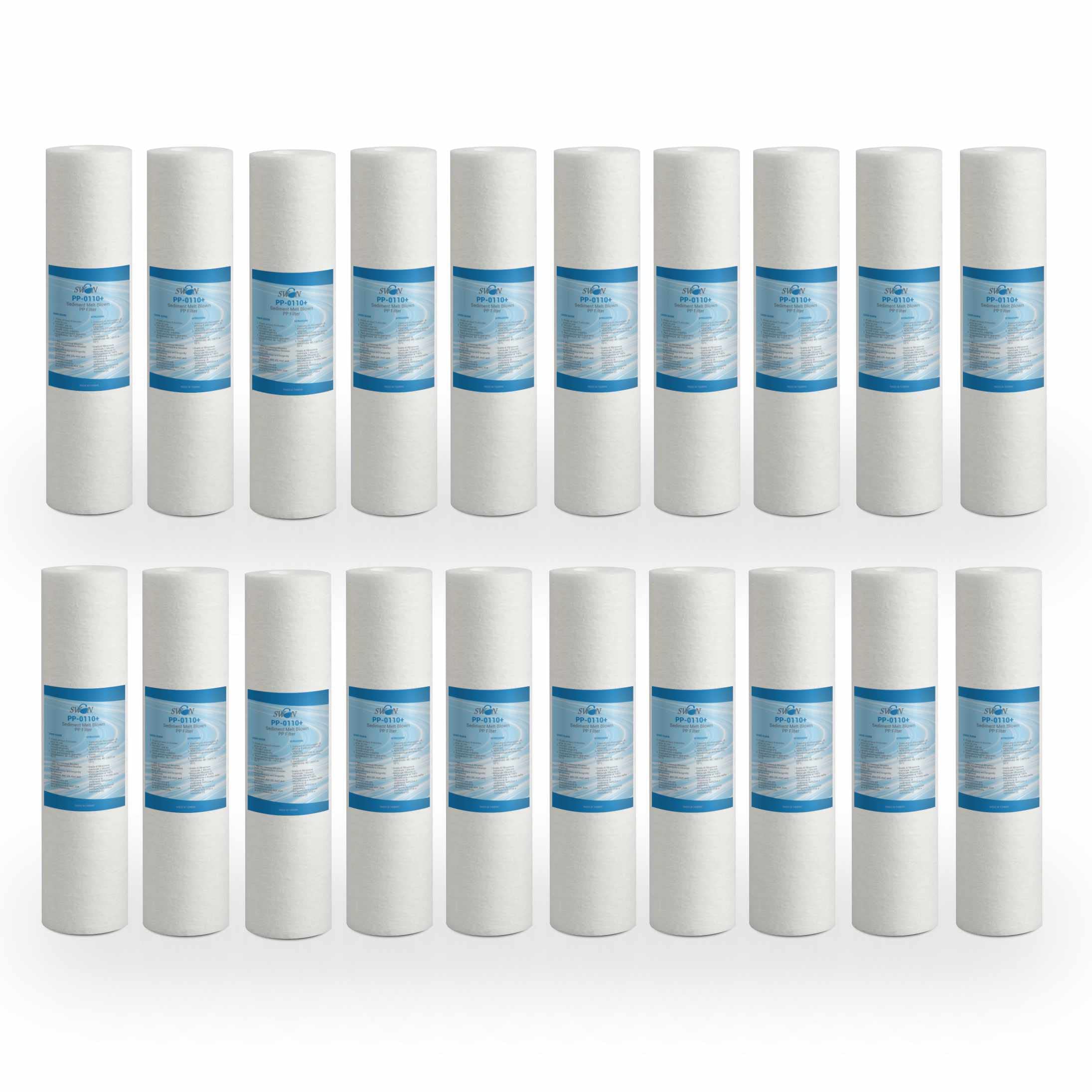 Sedimentfilter Wasserfilter schmelzgeblasene Filter 10 Zoll 1 Mikron in Polypropylen. Entfernt Sand, Rostpartikel und schwebende Verunreinigungen bis zu 1 Mikron, 20 Stücke