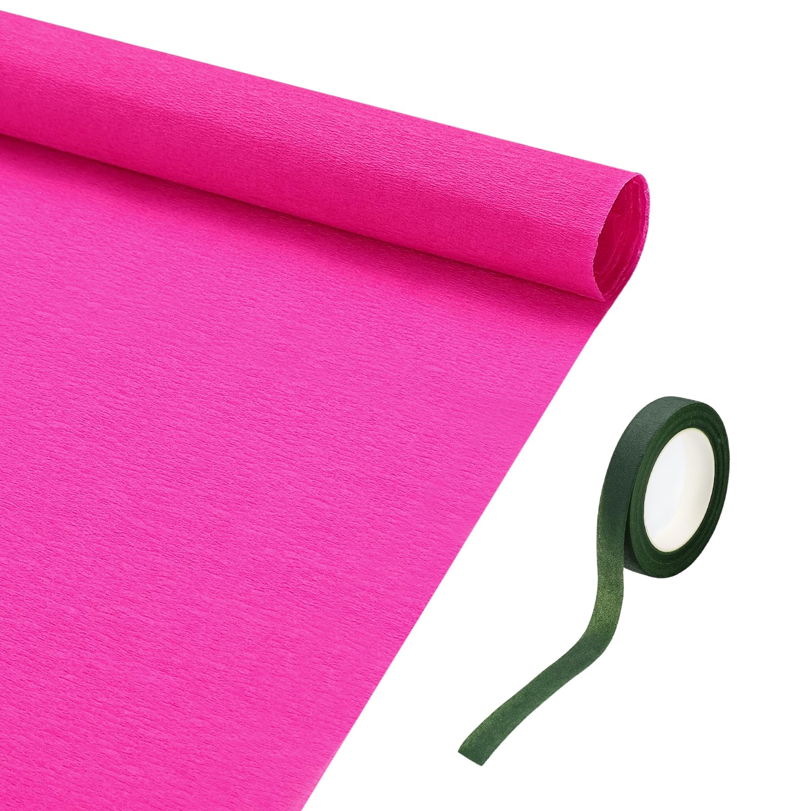 sourcing map 19.7" Wide 3.3Ft Long Crepe Paper Roll, Crepe Paper Sheets with Adhesive Tape for Flower Making DIY Gift Wrapping Wedding Ceremony Decoration (Rose Red, Pack of 2)