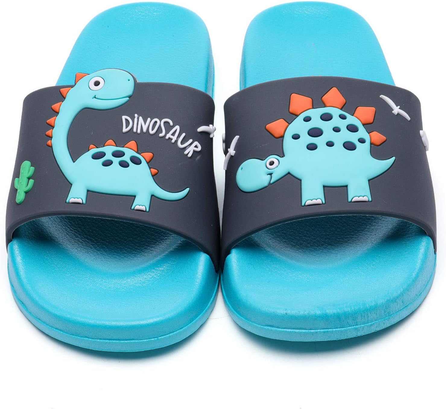 MEMON Toddler Little Kids Dinosaur Beach/Pool/Shower Slides/Anti-Skid Home Bath Slippers/Cute Summer Outdoor Shoes for Girls and Boys
