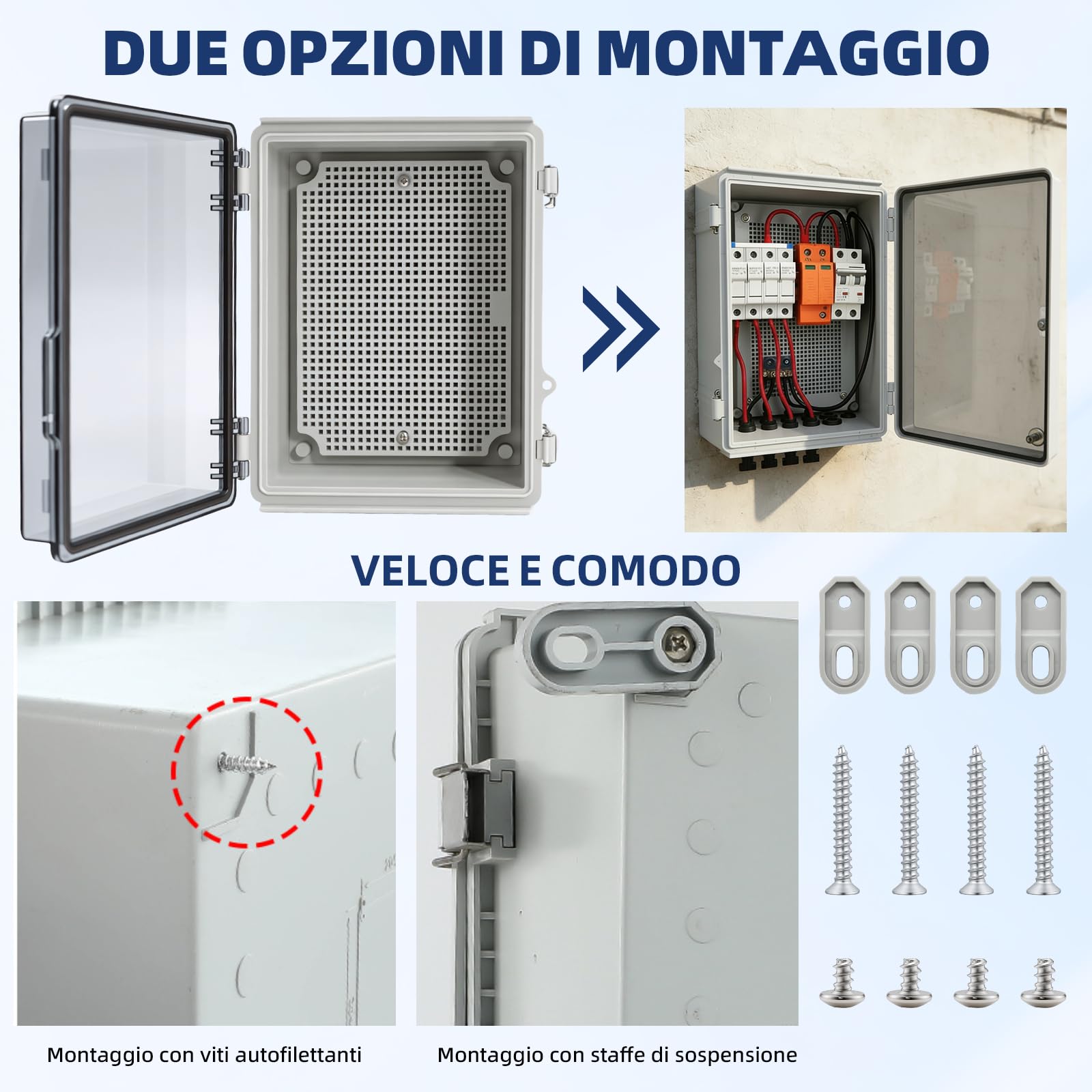 Scatola di derivazione impermeabile IP65, armadietto di commutazione trasparente per esterni, scatola di distribuzione con serratura a combinazione, armadio di controllo trasparente, montaggio