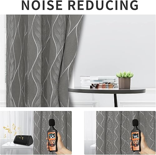 Miniatura 5 de Easy-Going Cortina opaca 100 % jacquard 3D, elegante textura con bloqueo de luz, para sala de estar, lujosa cortina gruesa que reduce el ruido, 2