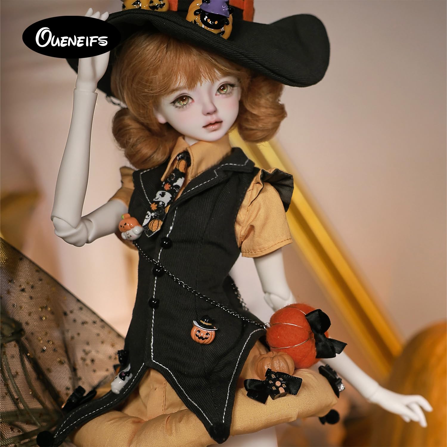 Oueneifs BJD lalka 1/4 Lynn pełny zestaw C Halloween dynia kostium sukienka styl żywica zabawka dla 15+ lat