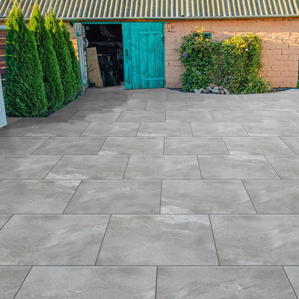 Stonewise Grey Earth Core Outdoor Porcelain Paving Sample 150X150x20mm – Sample For Paving Area, Pathways & Outdoor Landscaping