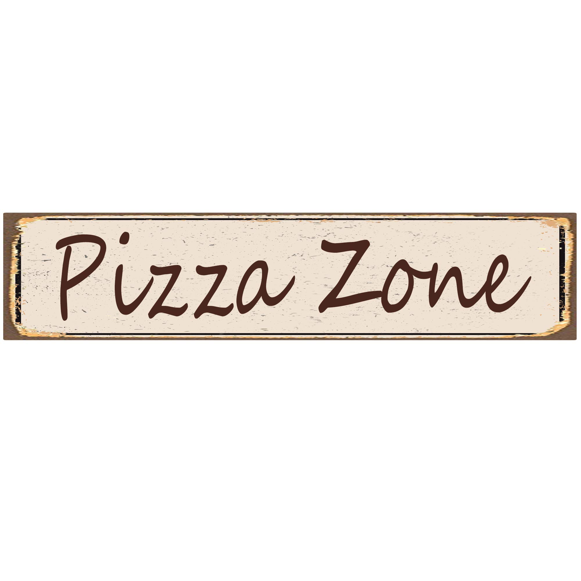 Pizza Zone Retro Tin Signs Aluminum Metal Sign for Kitchen Home Garden Wall Bar Cafe Decor 4x16 Inch