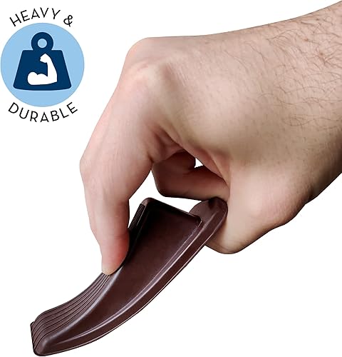 Miniatura 2 de S&T INC. Tope de puerta de goma resistente para uso residencial y comercial, marrón, 4.8 pulgadas x 2.2 pulgadas x 1.3 pulgadas, paquete de 4