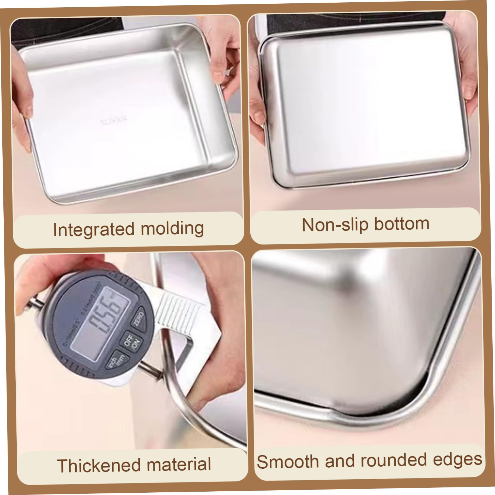 4pcs Edelstahl -Lebensmittelbehälter, stapelbare Lebensmittelablagerungsbox mit Plastikdeckel, Fleischküste für Kühlschrank oder Picknick, Grillparty, Büro Mittagessen